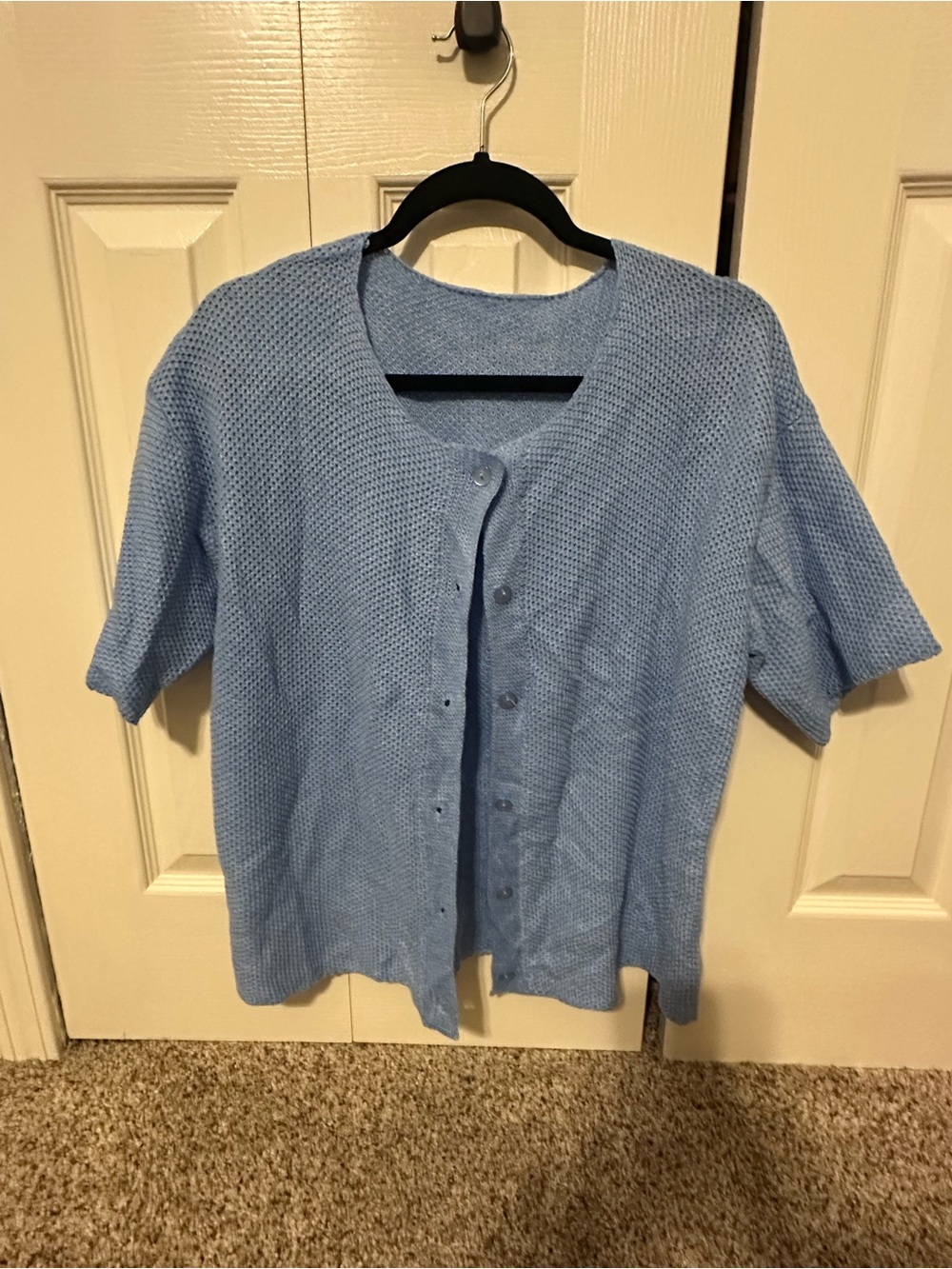 Light Blue Short Sleeve Button Cardigan